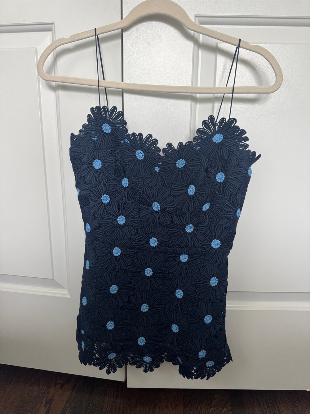 Lela Rose Blue Flower Top